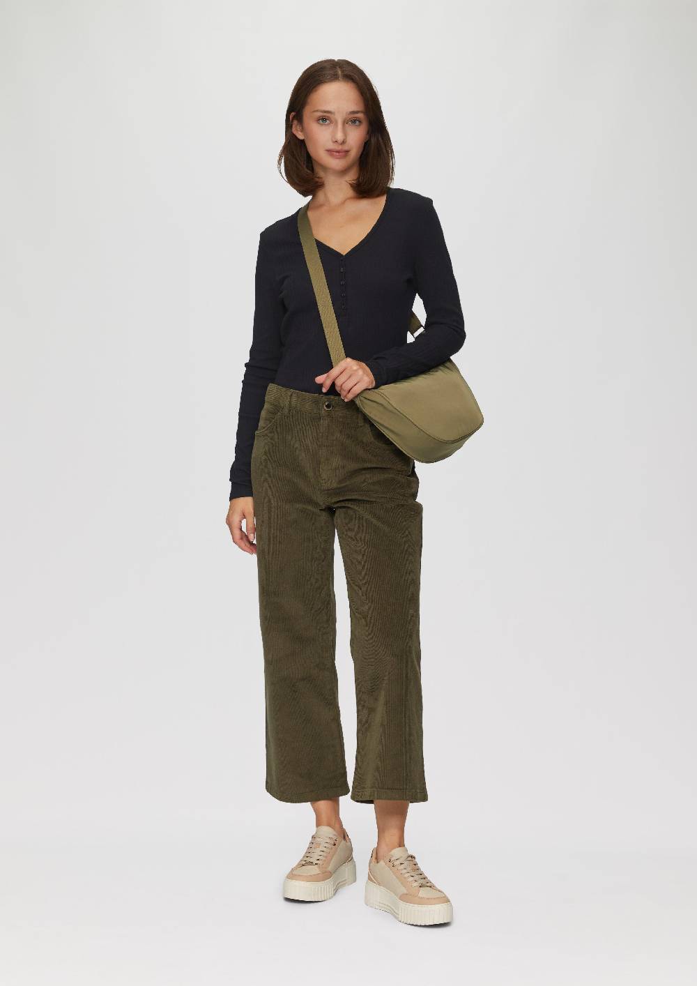 S.Oliver Stretchiges Longsleeve Mit Henleyausschnitt