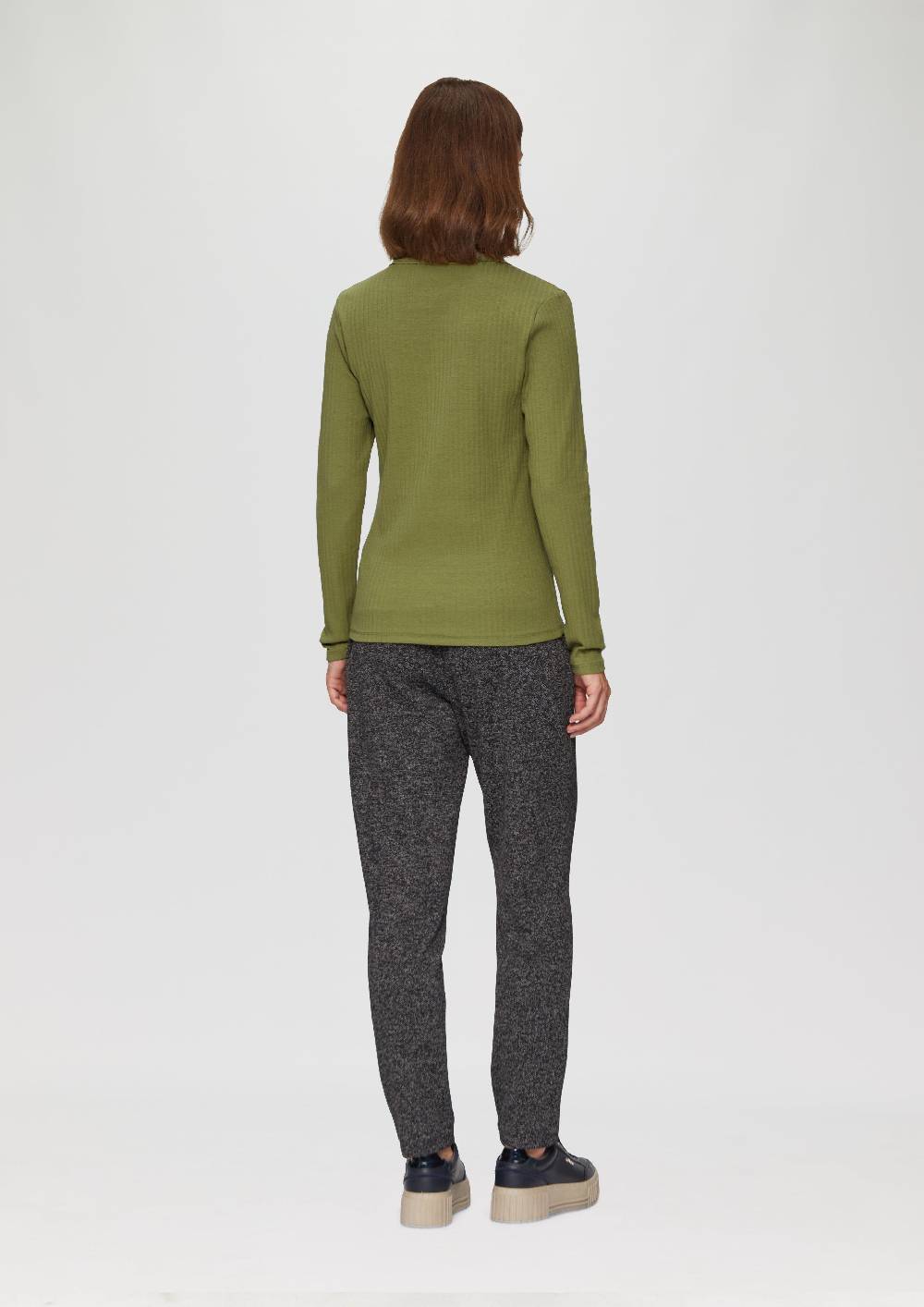 S.Oliver Stretchiges Longsleeve Mit Henleyausschnitt