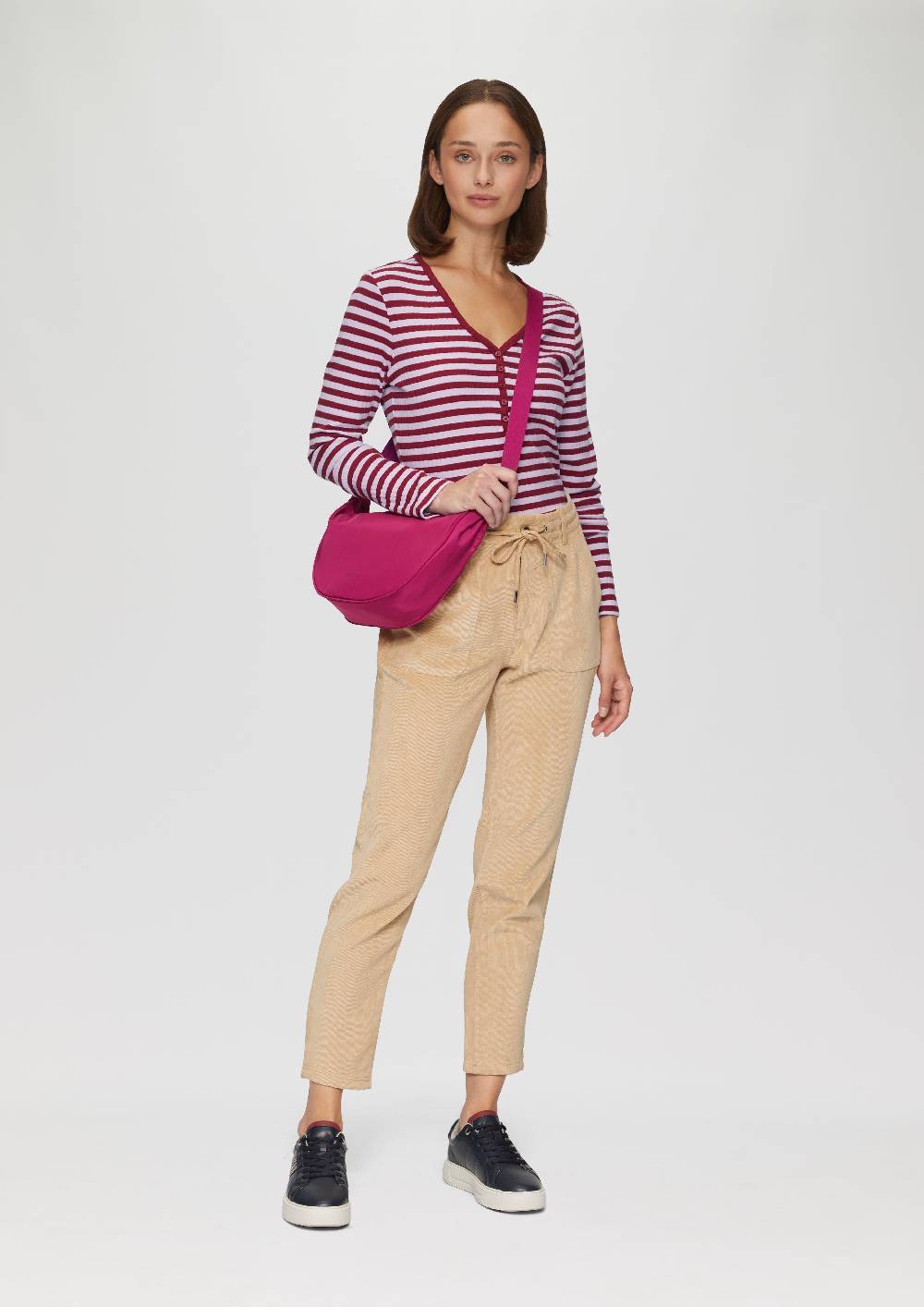 S.Oliver Stretchiges Longsleeve Mit Henleyausschnitt