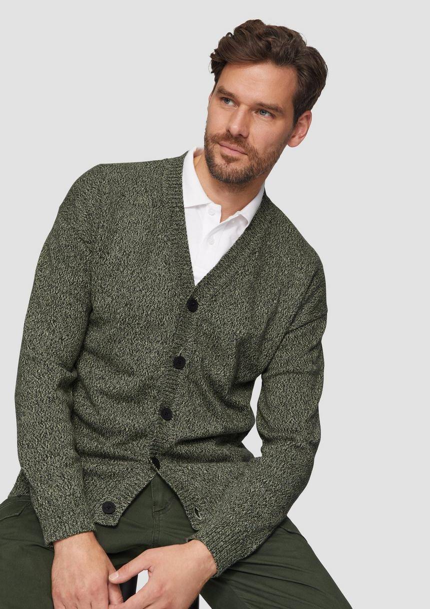 S.Oliver Strickcardigan Mit V-Ausschnitt In Bicolor-Optik
