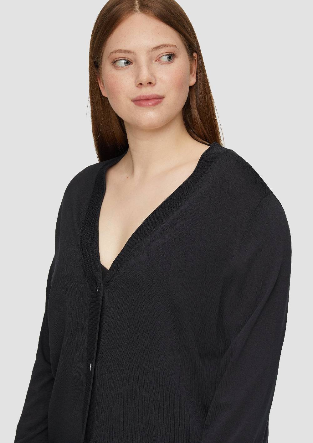 S.Oliver Strickjacke Aus Viskosemix Mit Rippbündchen