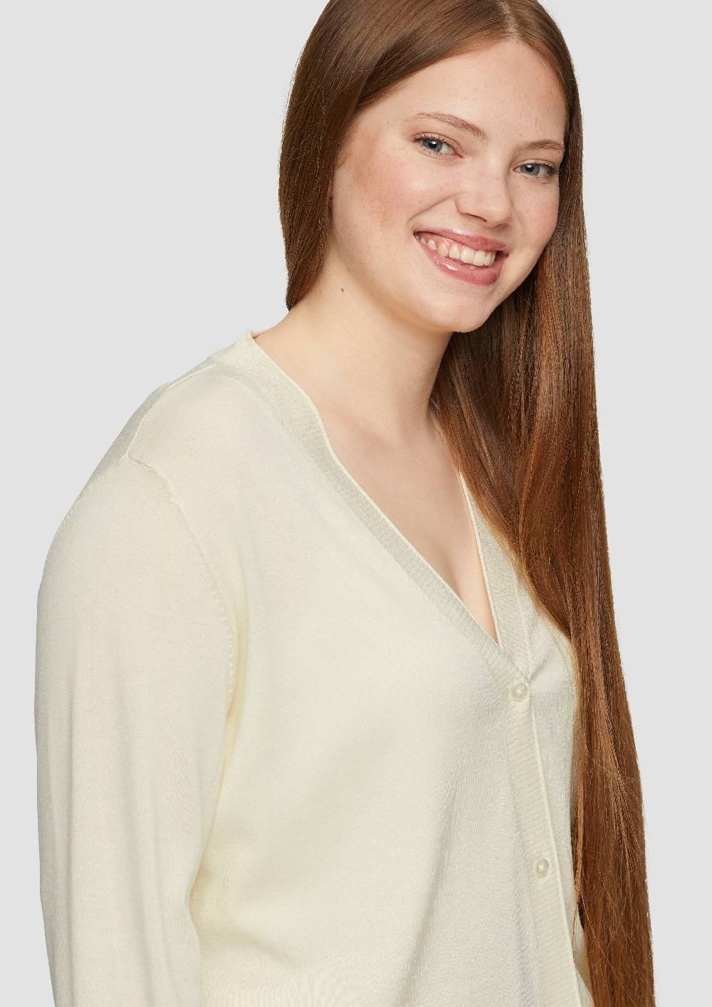 S.Oliver Strickjacke Aus Viskosemix Mit Rippbündchen