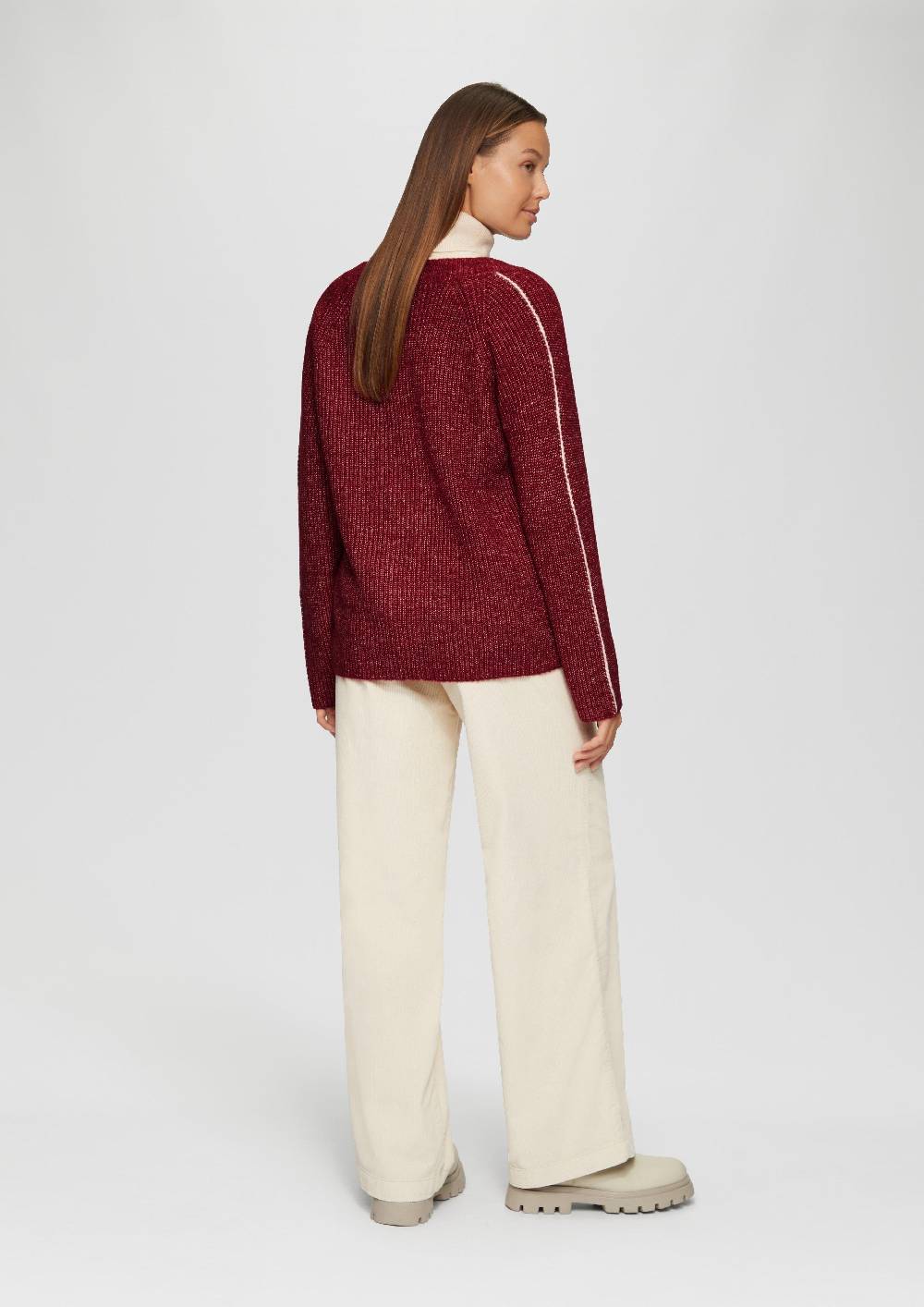 S.Oliver Strickjacke Aus Wollmix Mit Kontrast-Details