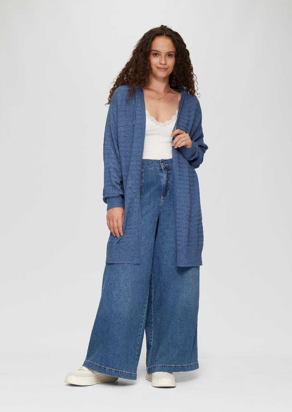 S.Oliver Strickjacke Mit Kapuze Und Streifenstruktur