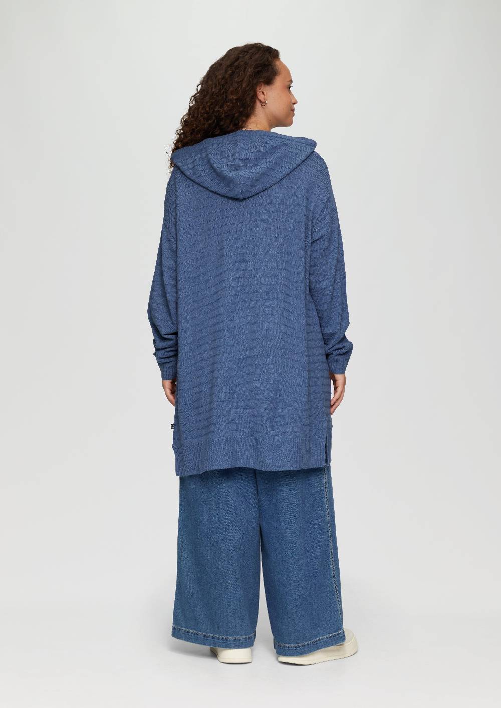 S.Oliver Strickjacke Mit Kapuze Und Streifenstruktur