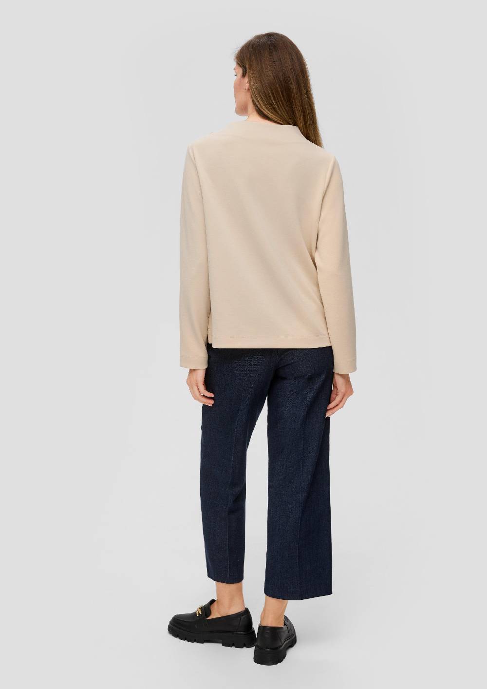 S.Oliver Strickjerseyshirt Mit Wasserfall-Ausschnitt