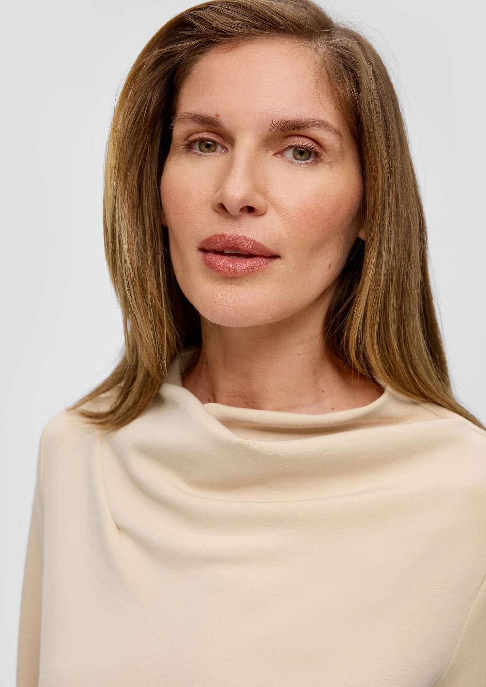 S.Oliver Strickjerseyshirt Mit Wasserfall-Ausschnitt