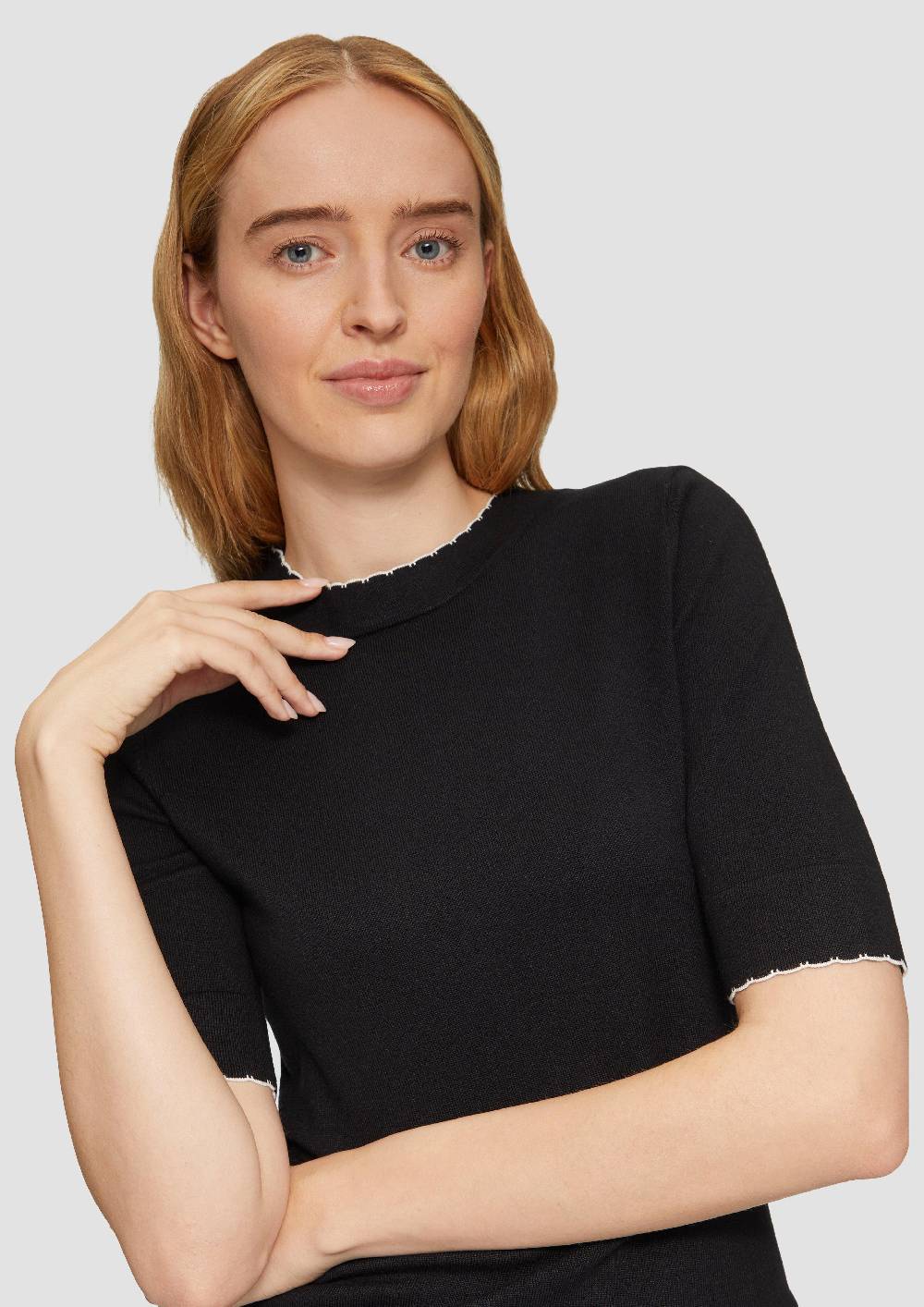 S.Oliver Strickpullover Im Slim Fit Mit Kontrastdetails