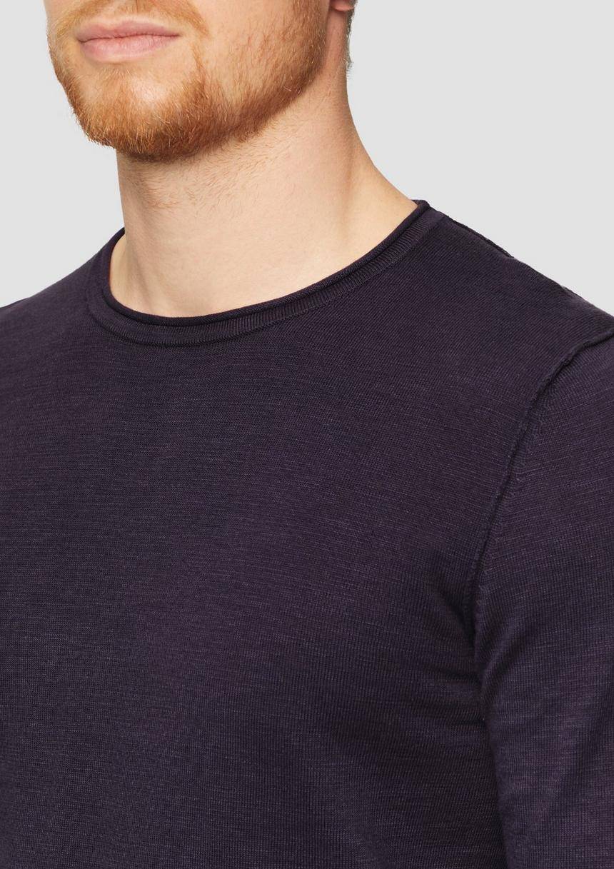 S.Oliver Strickpullover Mit Flammgarnstruktur Und Rollsaum-Details