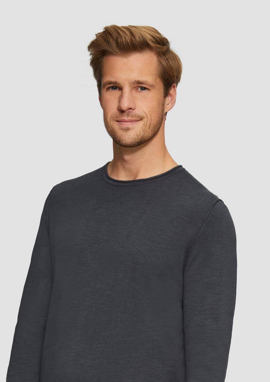S.Oliver Strickpullover Mit Flammgarnstruktur Und Rollsaum-Details