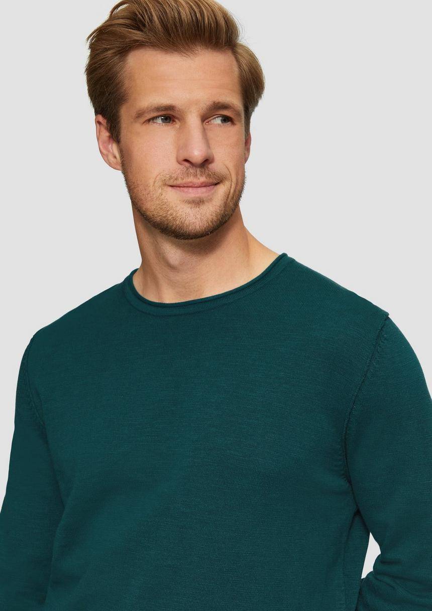 S.Oliver Strickpullover Mit Flammgarnstruktur Und Rollsaum-Details