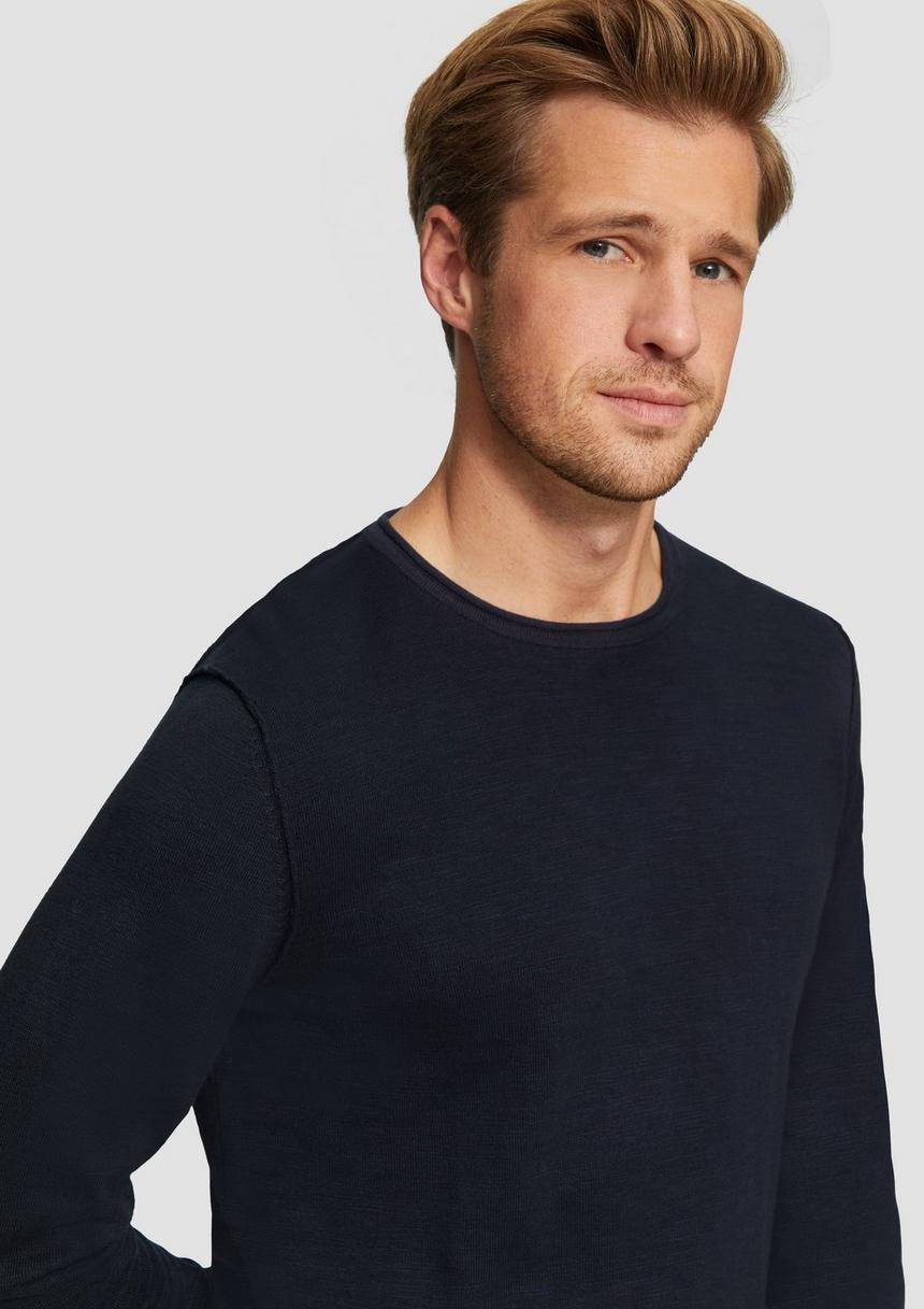 S.Oliver Strickpullover Mit Flammgarnstruktur Und Rollsaum-Details