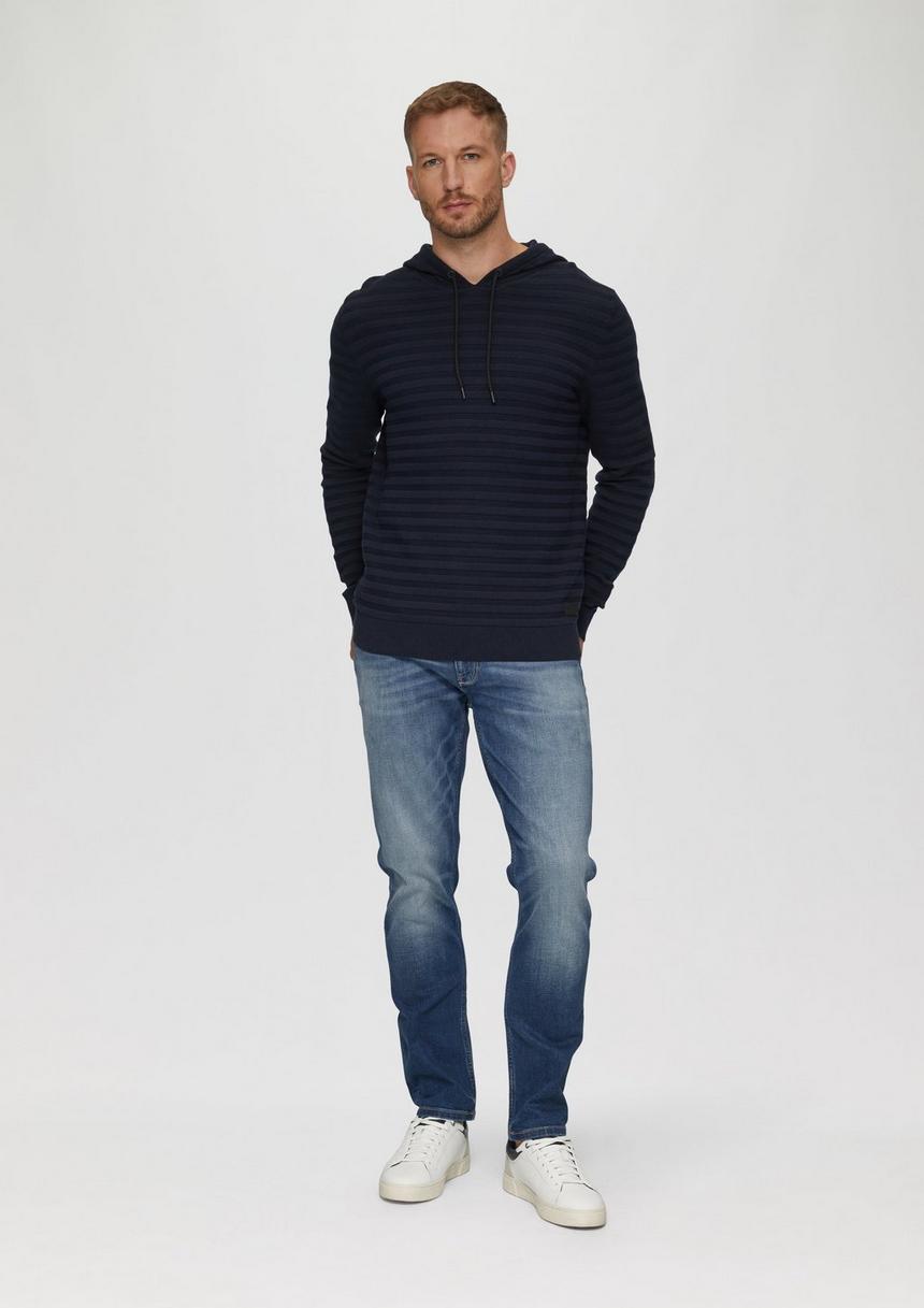 S.Oliver Strickpullover Mit Kapuze Und Strukturstreifen