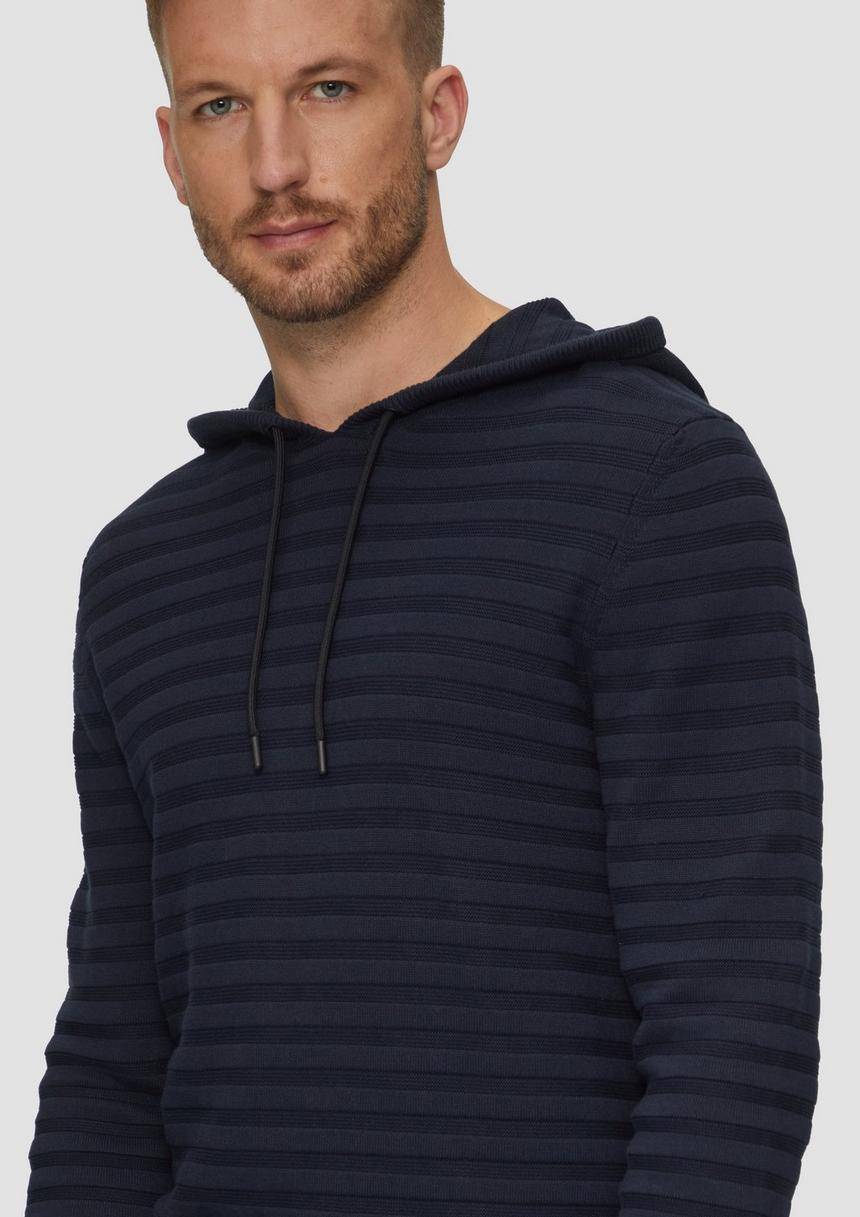 S.Oliver Strickpullover Mit Kapuze Und Strukturstreifen