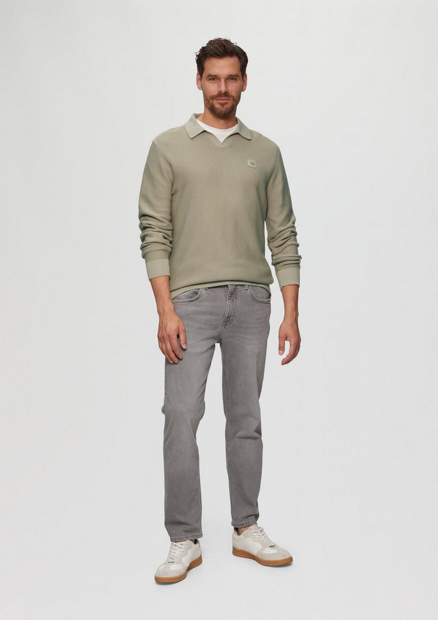 S.Oliver Strickpullover Mit Polokragen Und Garment Dye