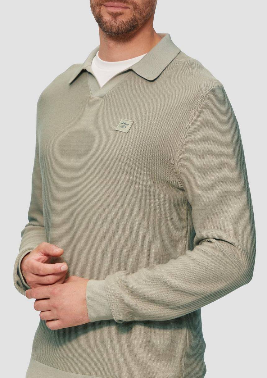 S.Oliver Strickpullover Mit Polokragen Und Garment Dye