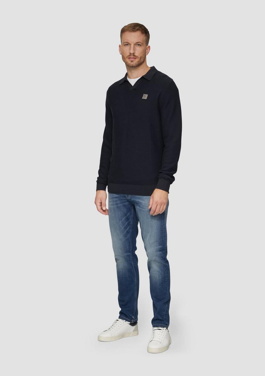 S.Oliver Strickpullover Mit Polokragen Und Garment Dye