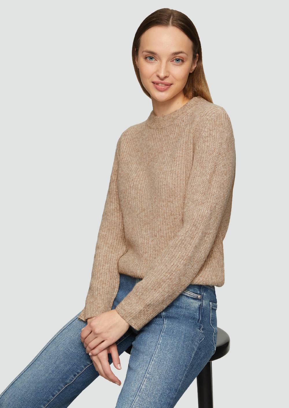 S.Oliver Strickpullover Mit Rippdetail Und Crew Neck