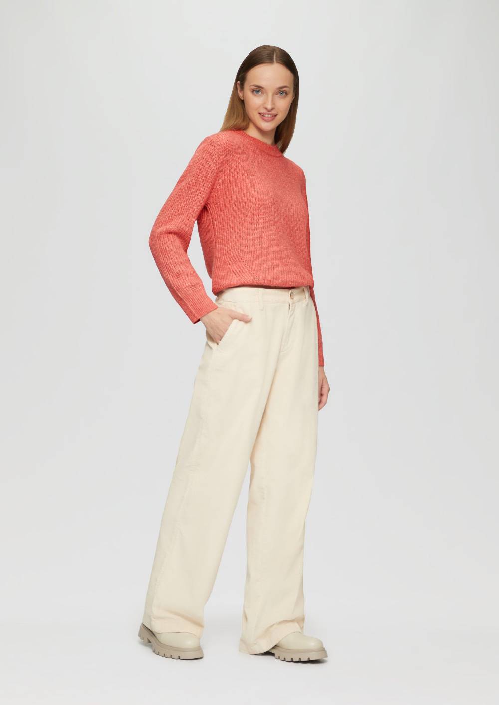 S.Oliver Strickpullover Mit Rippdetail Und Crew Neck