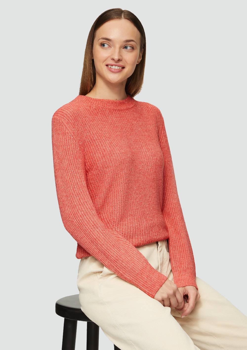 S.Oliver Strickpullover Mit Rippdetail Und Crew Neck