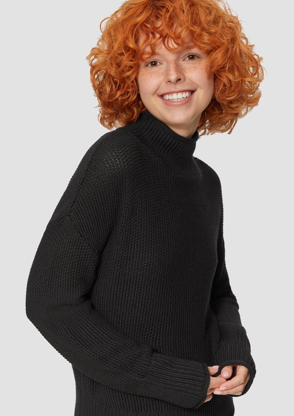 S.Oliver Strickpullover Mit Stehkragen Aus Baumwollmix