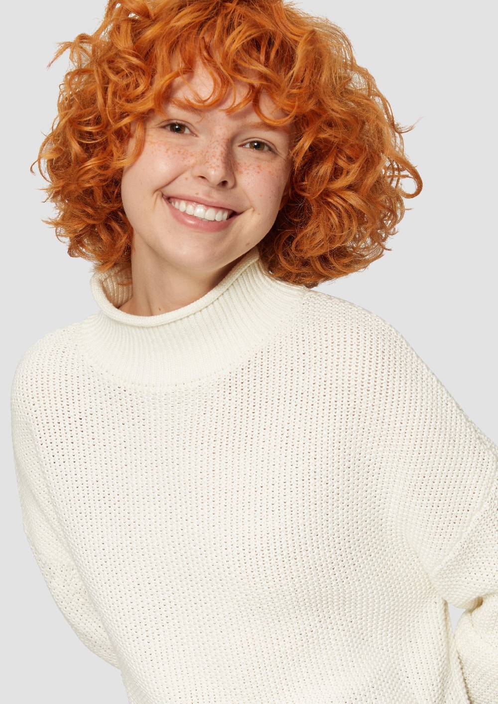 S.Oliver Strickpullover Mit Stehkragen Aus Baumwollmix