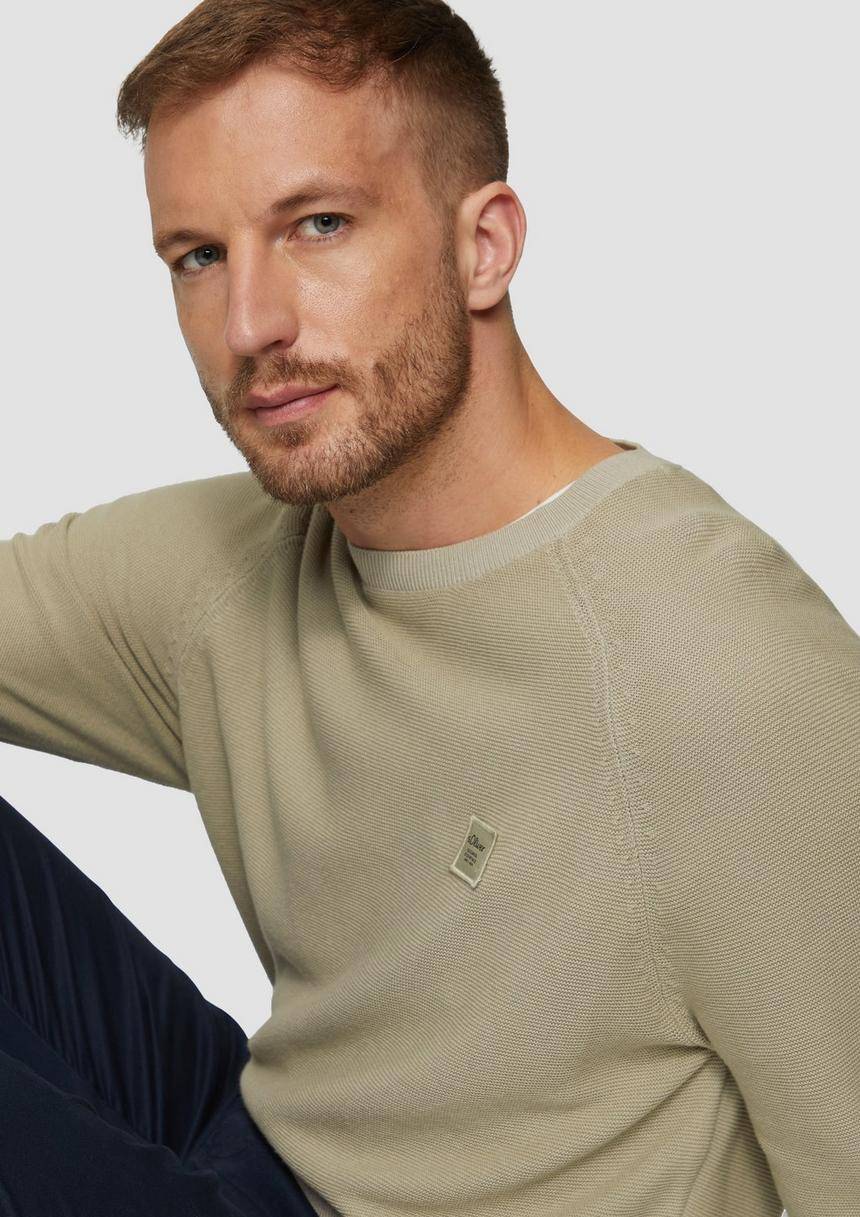 S.Oliver Strickpullover Mit Struktur Und Label-Patch