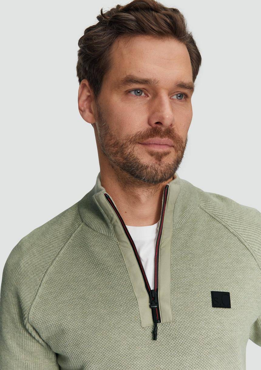 S.Oliver Strickpullover Mit Troyer-Kragen Und Strukturmix