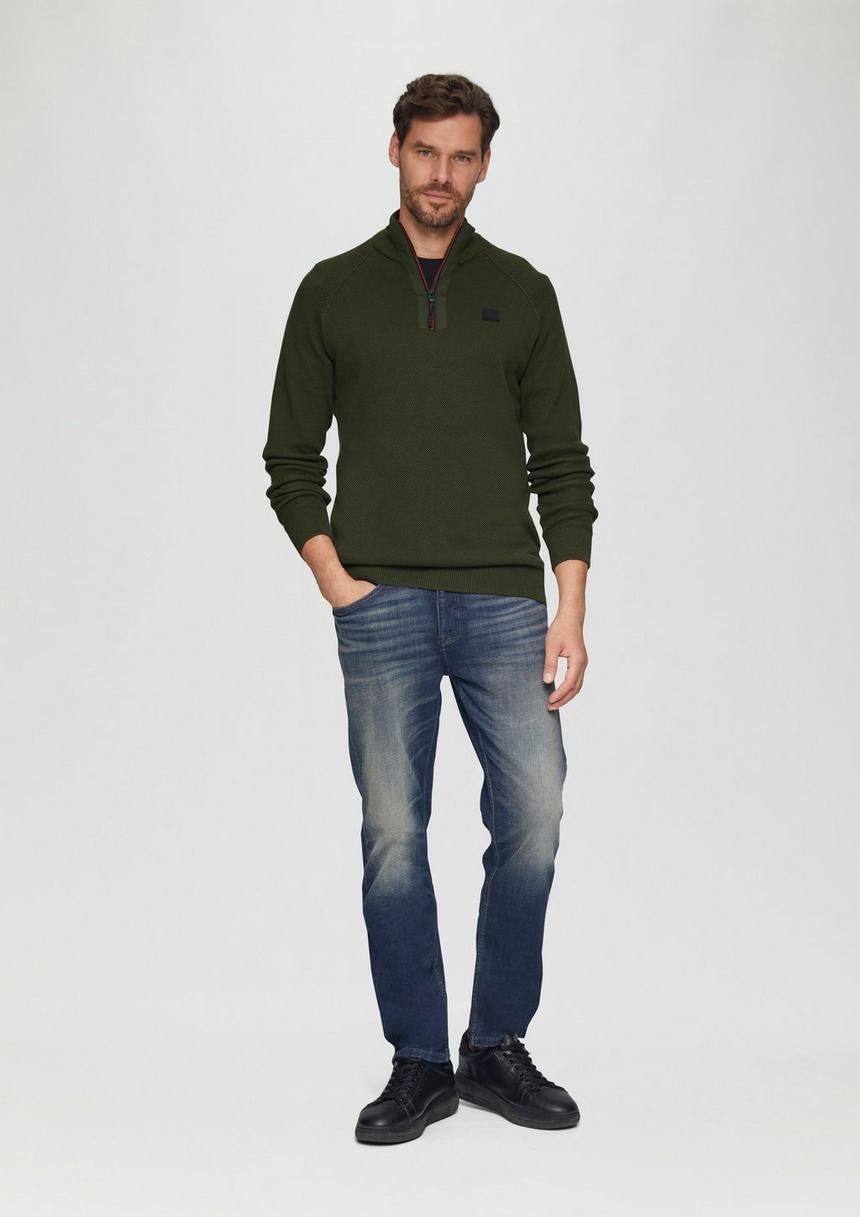 S.Oliver Strickpullover Mit Troyer-Kragen Und Strukturmix