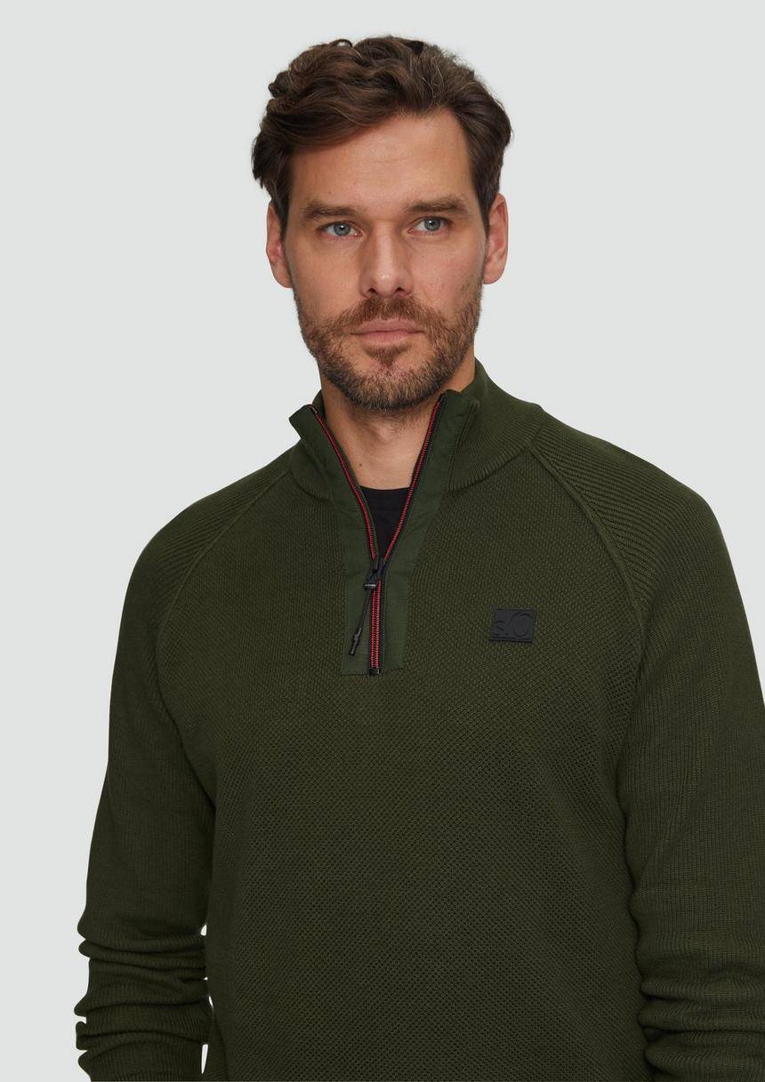 S.Oliver Strickpullover Mit Troyer-Kragen Und Strukturmix