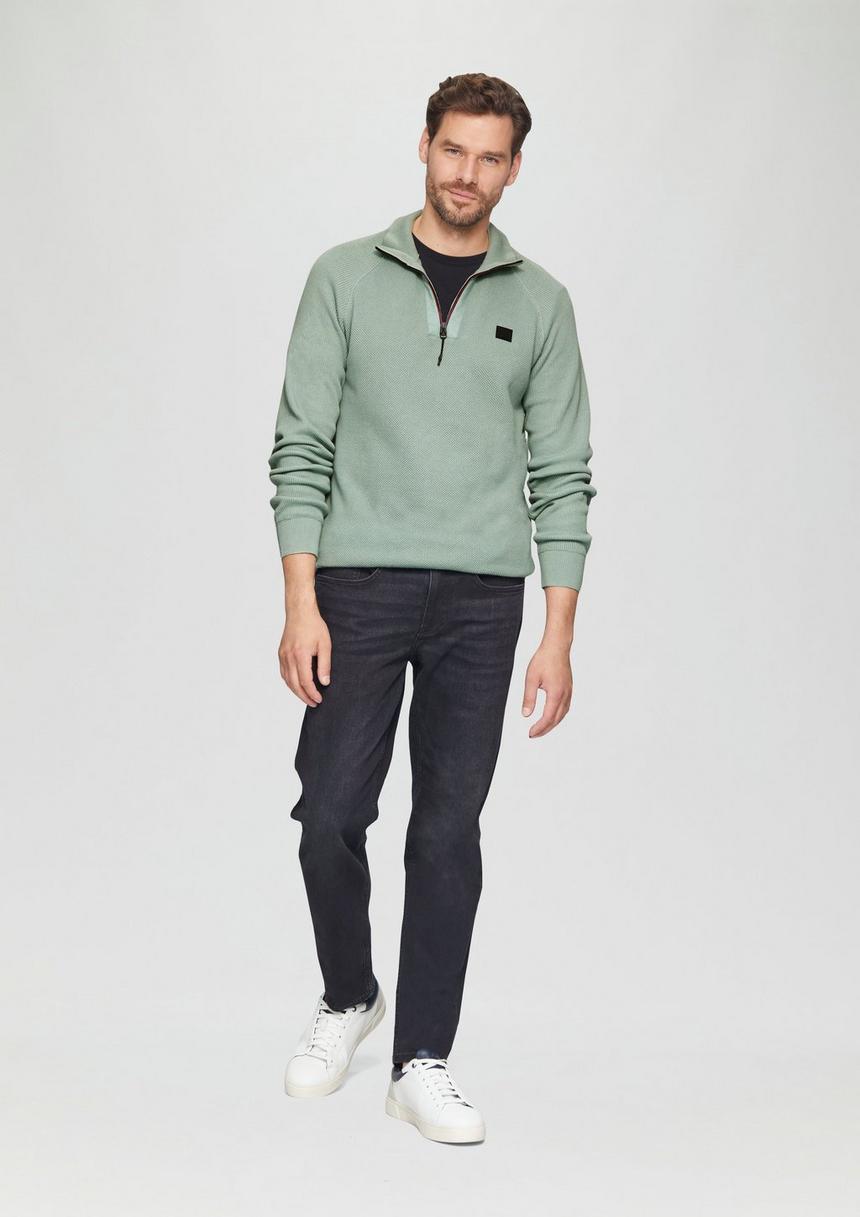 S.Oliver Strickpullover Mit Troyer-Kragen Und Strukturmix
