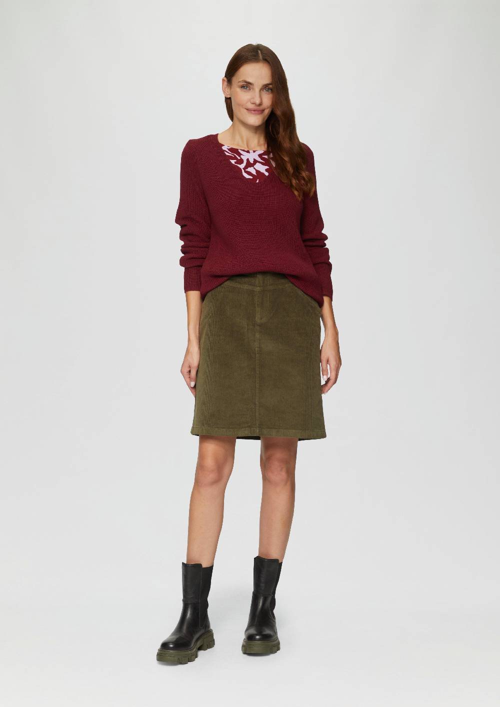 S.Oliver Strickpullover Mit V-Ausschnitt Aus Baumwollmix