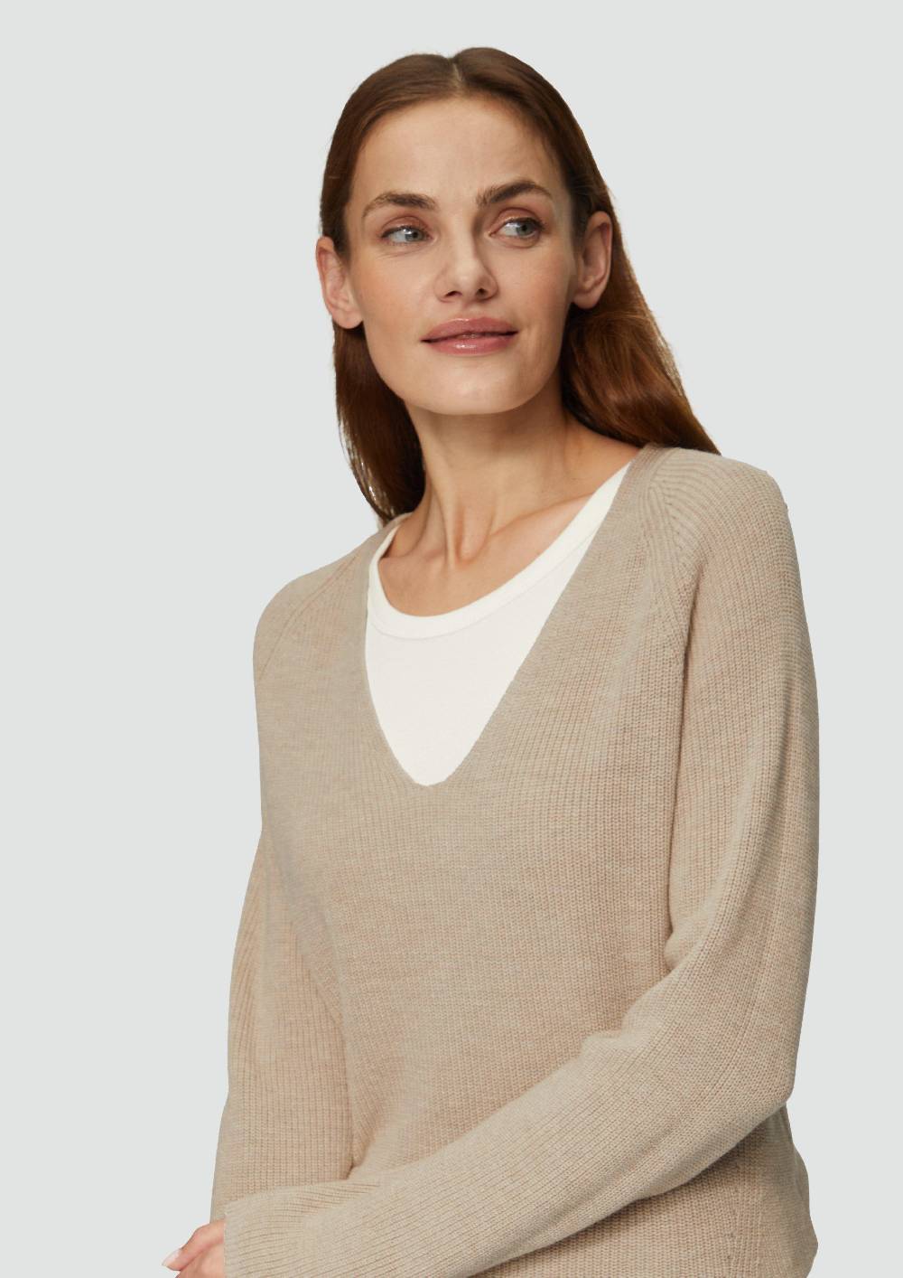 S.Oliver Strickpullover Mit V-Ausschnitt Aus Baumwollmix