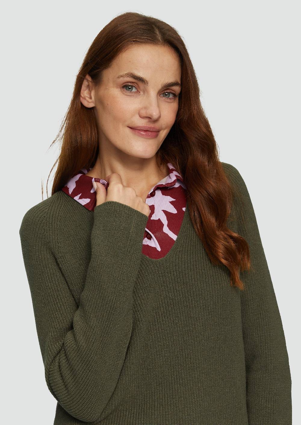 S.Oliver Strickpullover Mit V-Ausschnitt Aus Baumwollmix