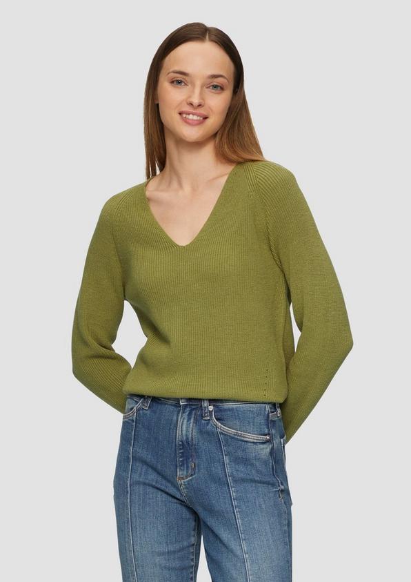 S.Oliver Strickpullover mit V-Ausschnitt und Raglan-Ärmeln
