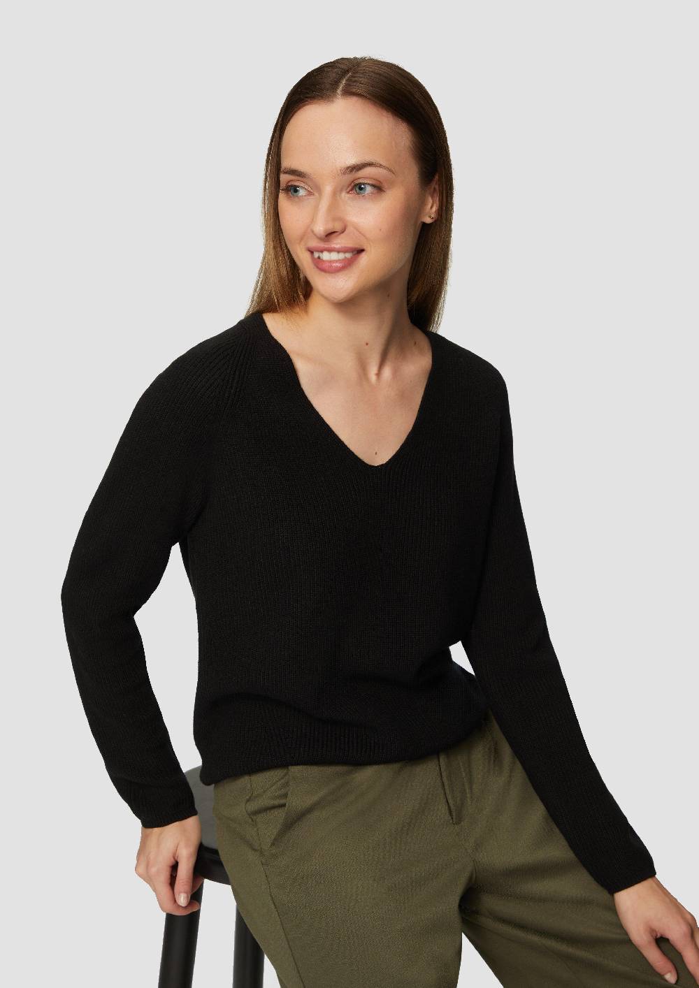S.Oliver Strickpullover Mit V-Ausschnitt Und Raglan-Ärmeln