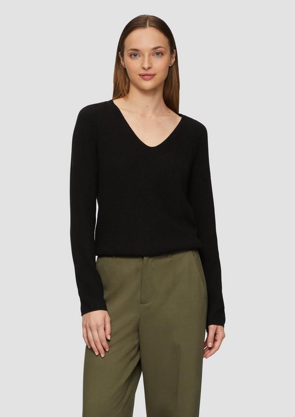 S.Oliver Strickpullover mit V-Ausschnitt und Raglan-Ärmeln