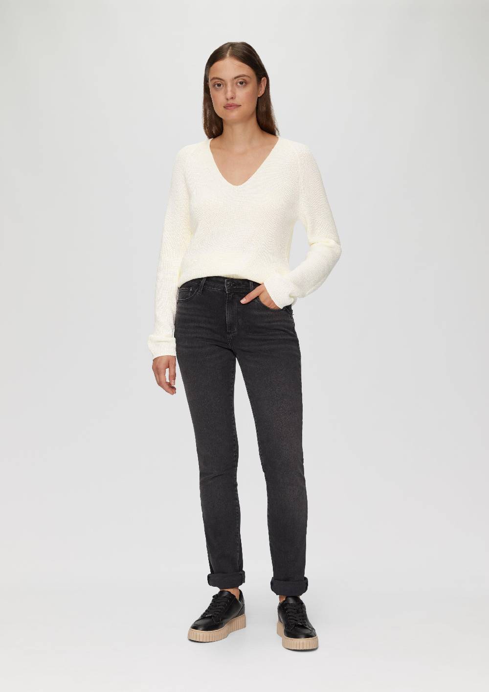 S.Oliver Strickpullover Mit V-Ausschnitt Und Raglan-Ärmeln