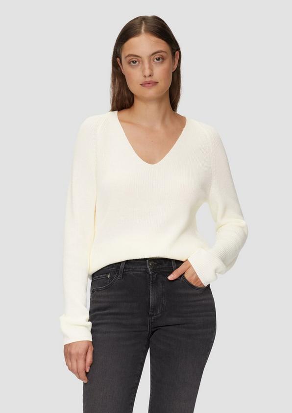 S.Oliver Strickpullover mit V-Ausschnitt und Raglan-Ärmeln