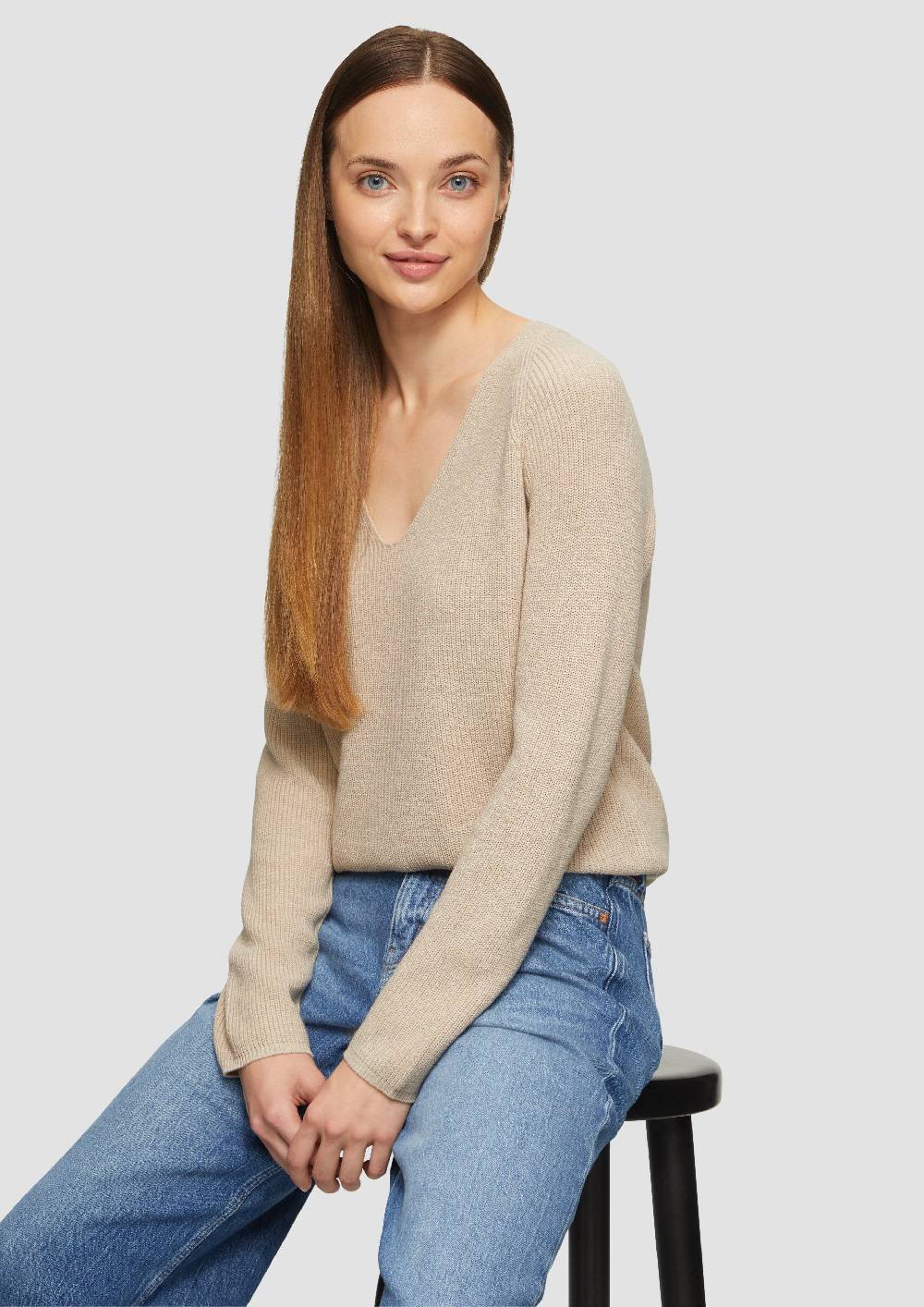 S.Oliver Strickpullover Mit V-Ausschnitt Und Raglan-Ärmeln
