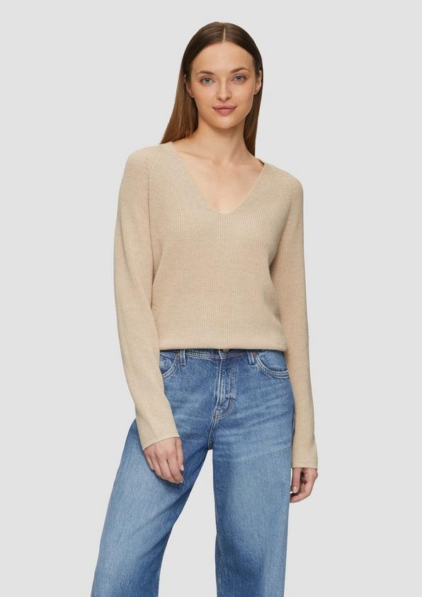 S.Oliver Strickpullover mit V-Ausschnitt und Raglan-Ärmeln