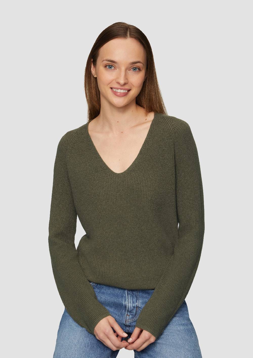 S.Oliver Strickpullover Mit V-Ausschnitt Und Raglan-Ärmeln