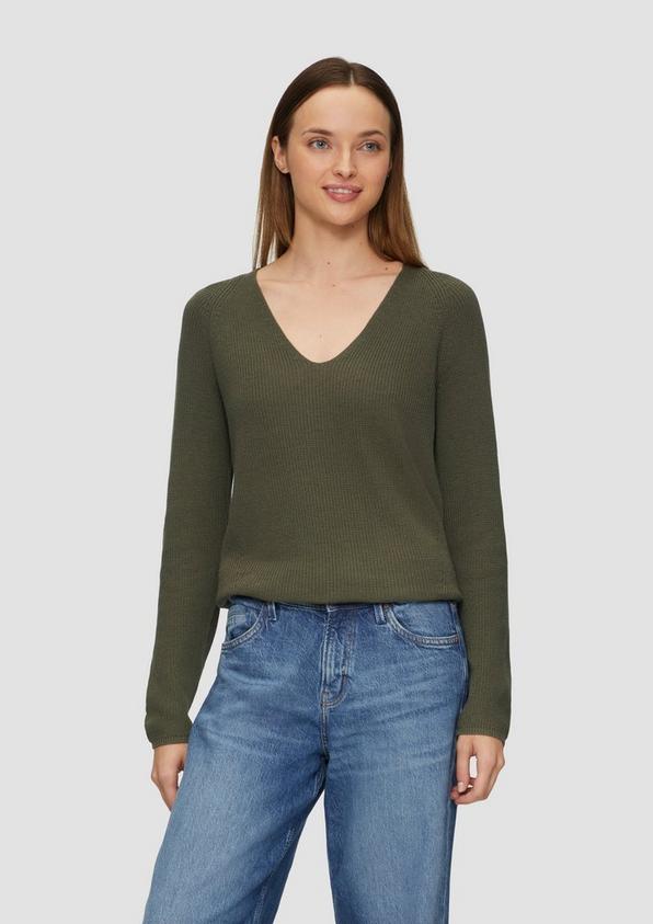 S.Oliver Strickpullover mit V-Ausschnitt und Raglan-Ärmeln