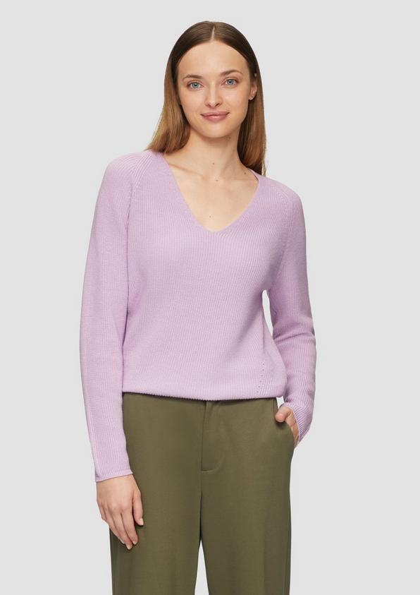 S.Oliver Strickpullover mit V-Ausschnitt und Raglan-Ärmeln