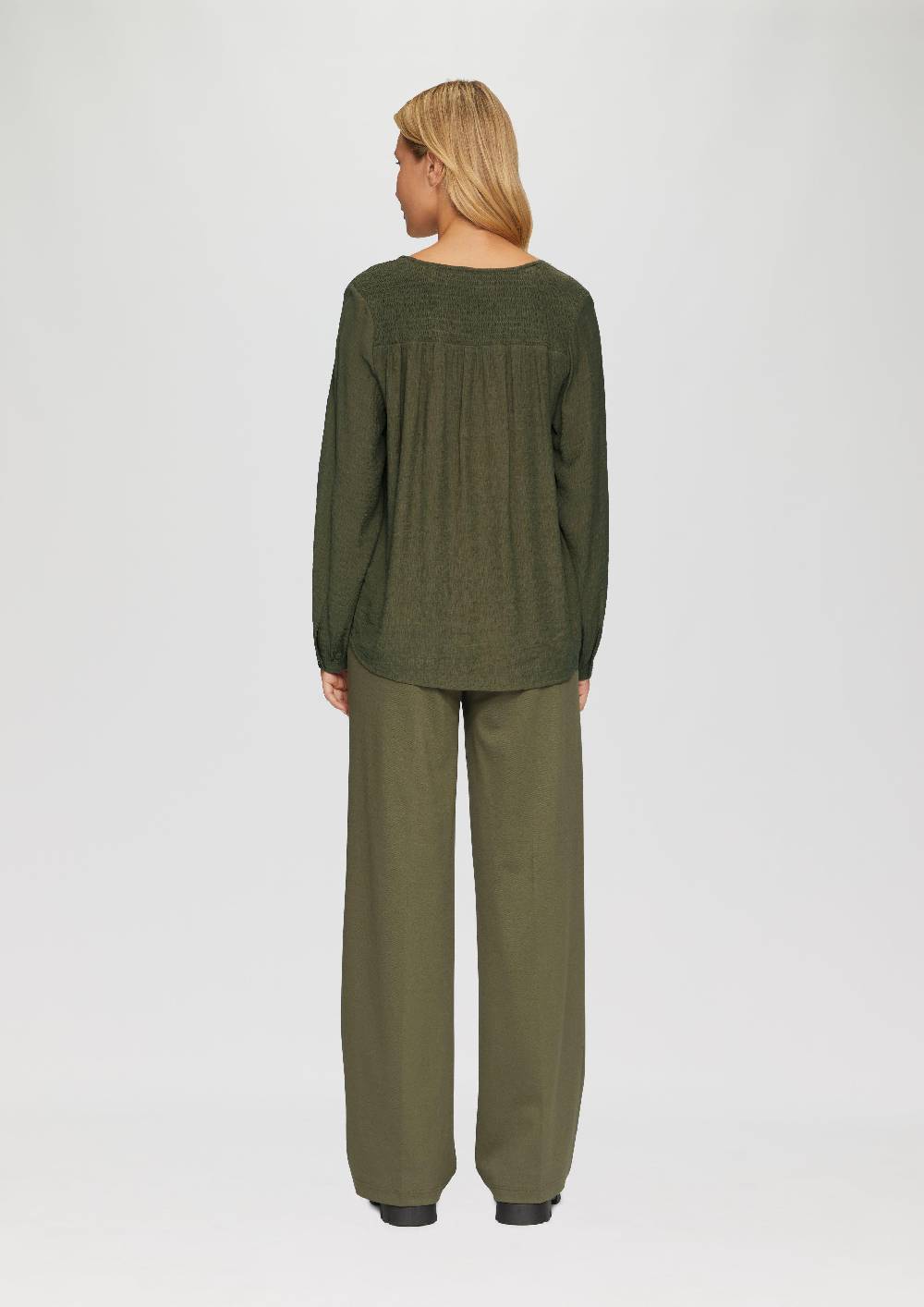 S.Oliver Strukturierte Bluse Aus Viskosemix Mit Smok Details