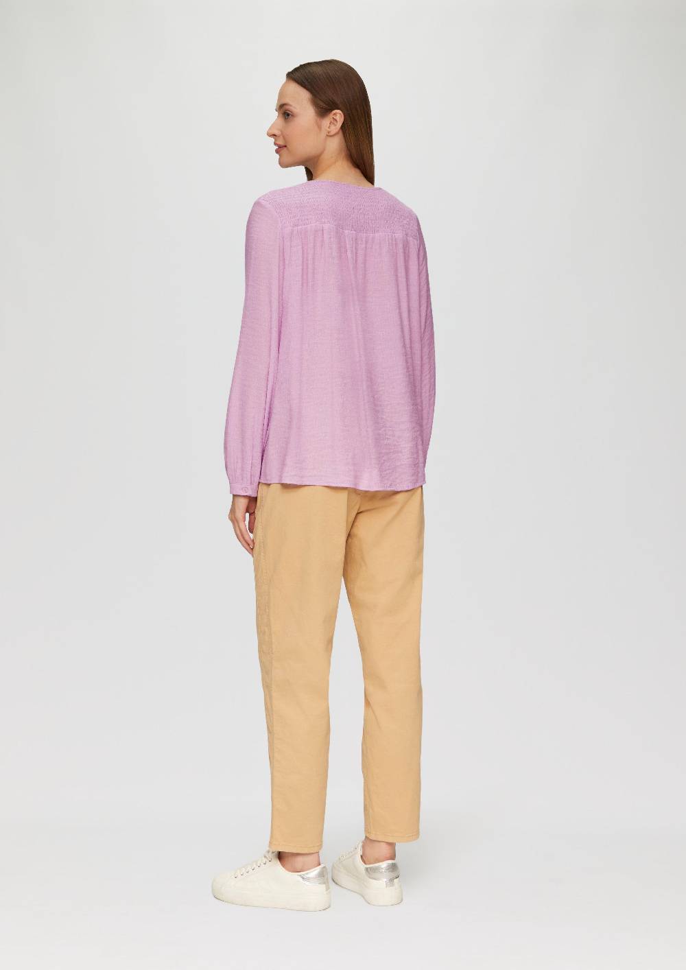 S.Oliver Strukturierte Bluse Aus Viskosemix Mit Smok Details