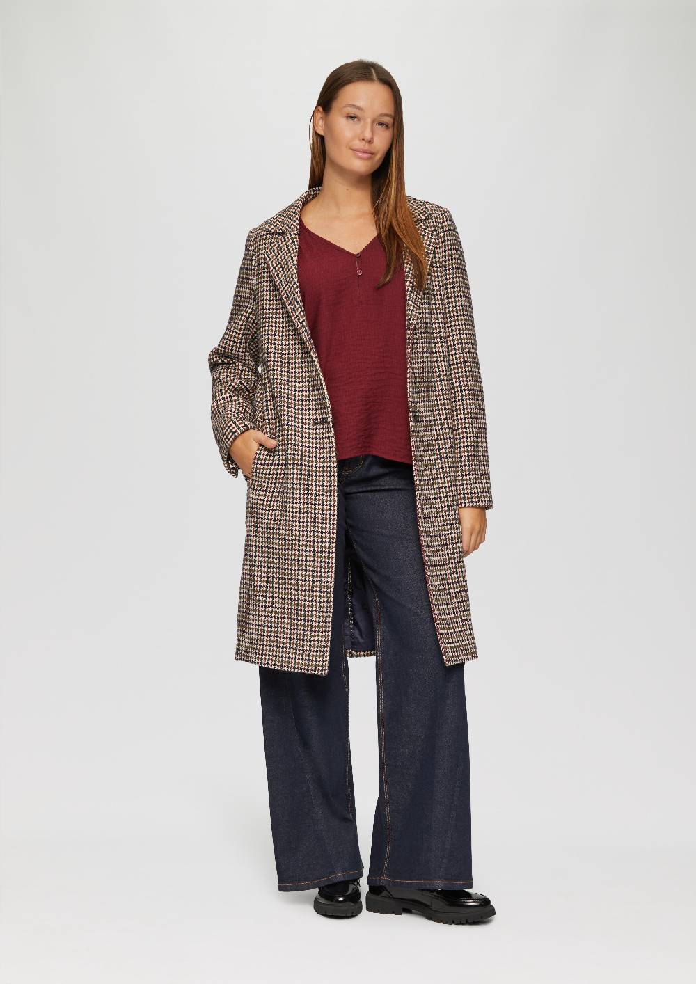 S.Oliver Strukturierte Bluse Aus Viskosemix Mit Smok Details