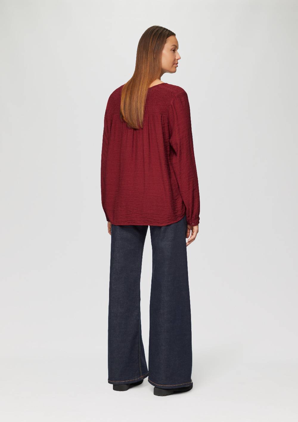 S.Oliver Strukturierte Bluse Aus Viskosemix Mit Smok Details