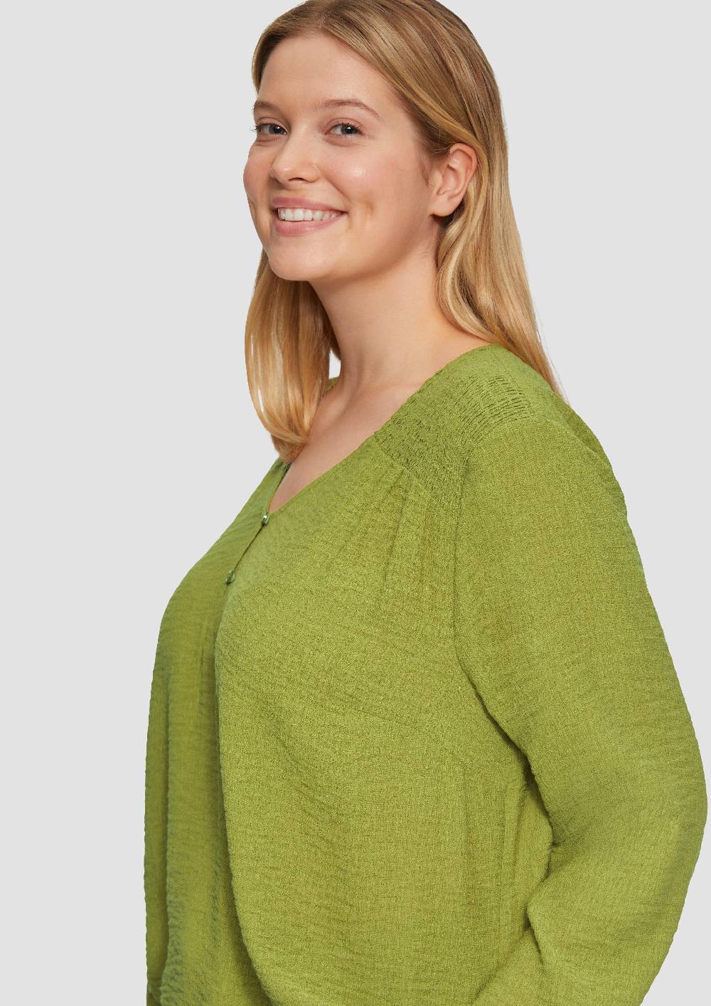 S.Oliver Strukturierte Bluse Aus Viskosemix Mit Smok Detail