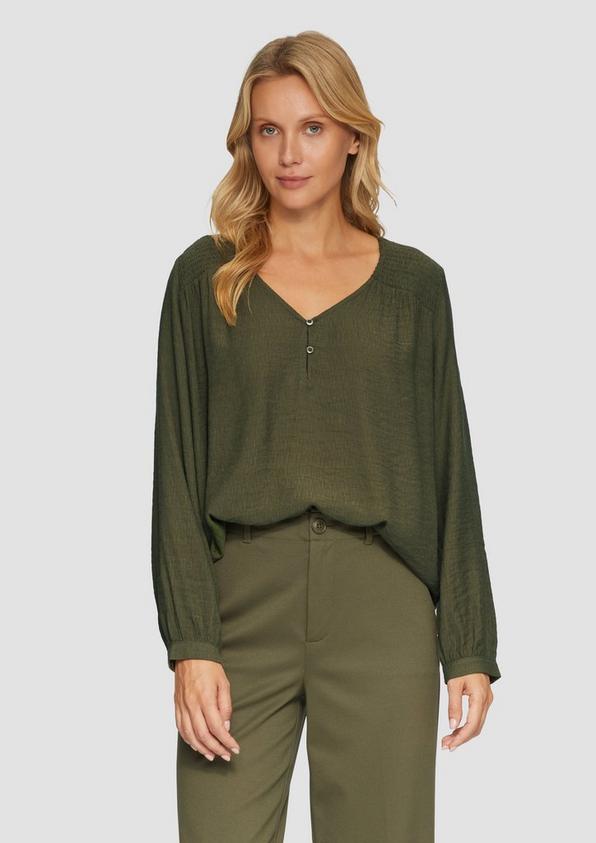 S.Oliver Strukturierte Bluse aus Viskosemix mit Smok Details
